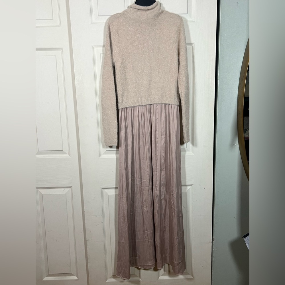 NWT Anthropologie The Thea Twofer Eyelash Sweater Dress Neutral Beige - Picture 7 of 8